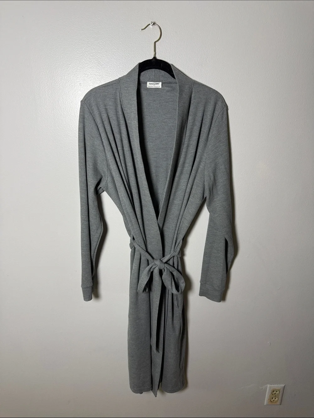 Tommy John Gray Wrap Robe with Self-Tie Belt Size Medium